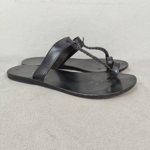 Ancient Greek Sandals Melpomeni Womens 39 9 Black Leather Braided Straps Beach‎ - Picture 1 of 6